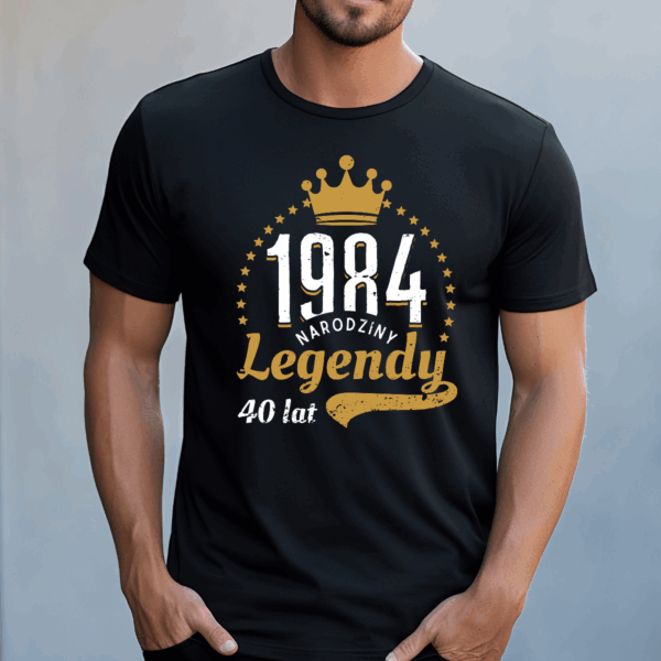 Koszulka męska Narodziny legendy + rok i wiek czarna - obrazek 2