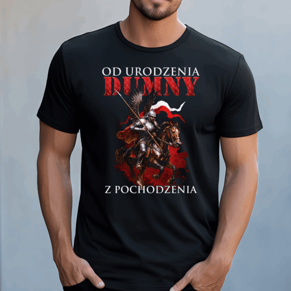 Koszulka męska Od urodzenia dumny z pochodzenia czarna - obrazek 2