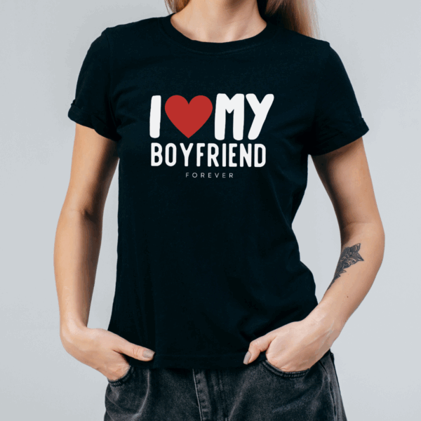 Koszulka damska I love my boyfriend forever czarna - obrazek 2