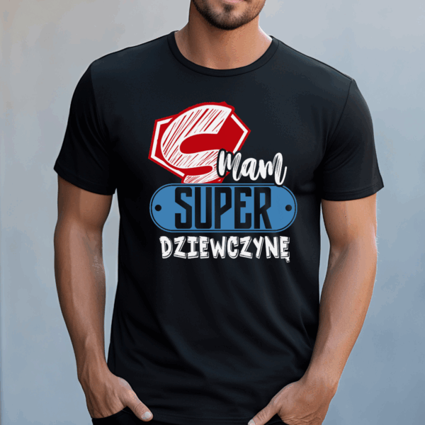 Koszulka męska Mam super dziewczynę czarna - obrazek 2