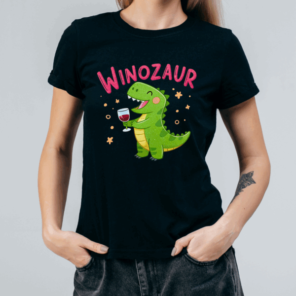 Koszulka damska Winozaur czarna - obrazek 2