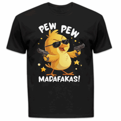 Koszulka męska Kurczak pew pew madafakas czarna