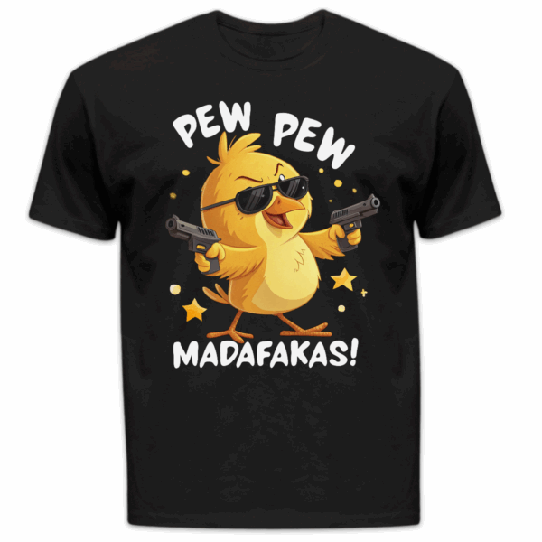 Koszulka męska Kurczak pew pew madafakas czarna