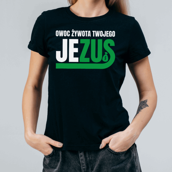Koszulka damska Owoc żywota twojego jezus czarna - obrazek 2