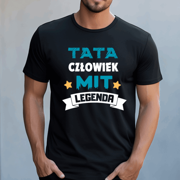 Koszulka męska Tata człowiek mit legenda czarna - obrazek 2