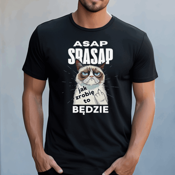 Koszulka męska Asap srasap jak zrobię to będzie czarna - obrazek 2