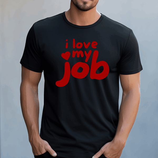 Koszulka męska I love my job czarna - obrazek 2