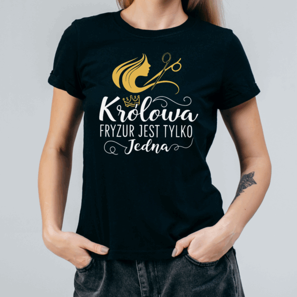 Koszulka damska Królowa fryzur jest tylko jedna czarna - obrazek 2