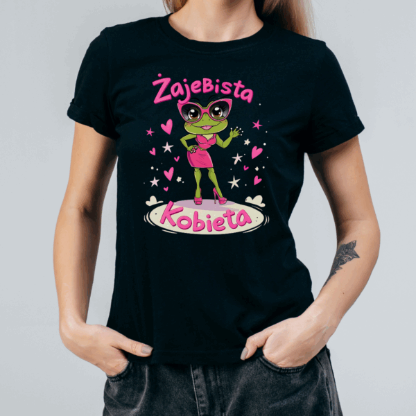 Koszulka damska Żajebista kobieta czarna - obrazek 2