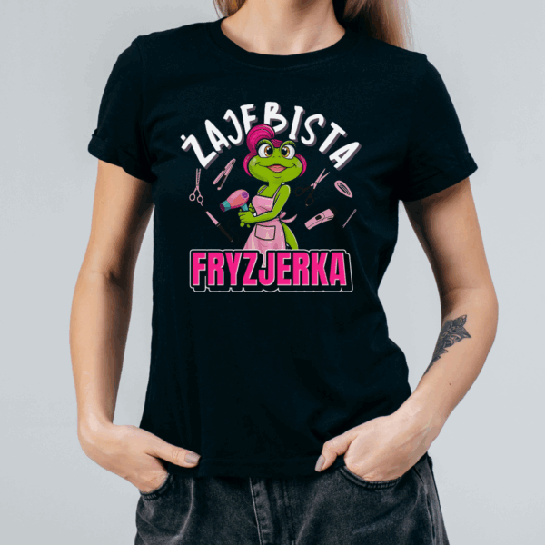Koszulka damska Żajebista fryzjerka czarna - obrazek 2