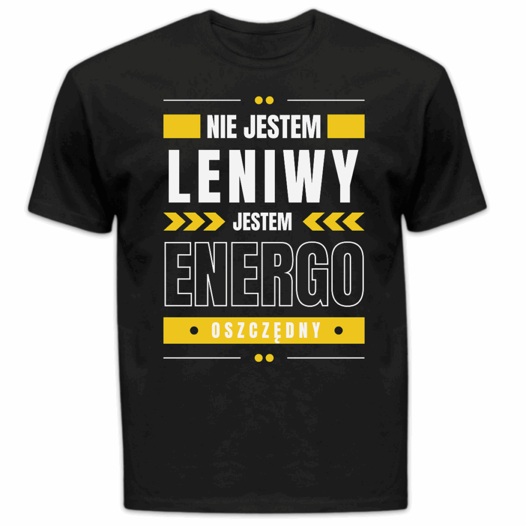 Koszulka męska Nie jestem leniwy jestem energooszczędny czarna