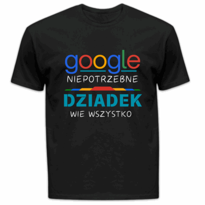 Koszulka męska Google niepotrzebne dziadek wie wszystko czarna