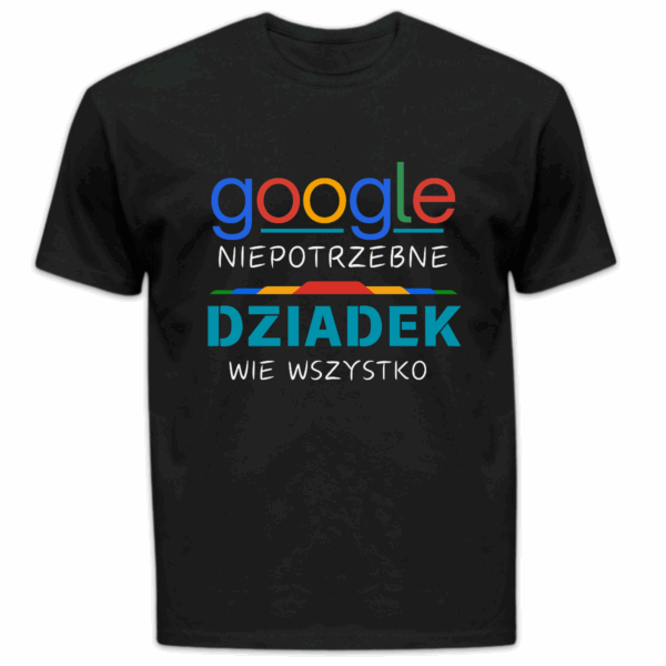 Koszulka męska Google niepotrzebne dziadek wie wszystko czarna