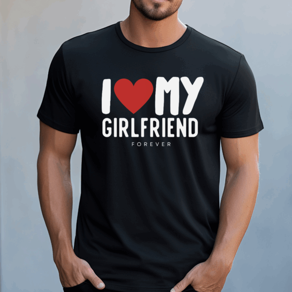 Koszulka męska I love my girlfriend forever czarna - obrazek 2
