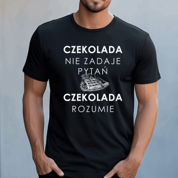 Koszulka męska Czekolada nie zadaje pytań czekolada rozumie czarna - obrazek 2
