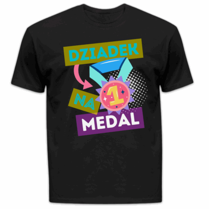 Koszulka męska Dziadek na medal czarna