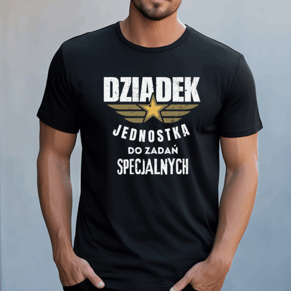 Koszulka męska Dziadek jednostka do zadań specjalnych czarna - obrazek 2