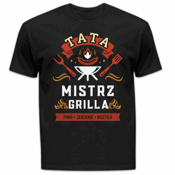 Koszulka męska Tata mistrz grilla czarna