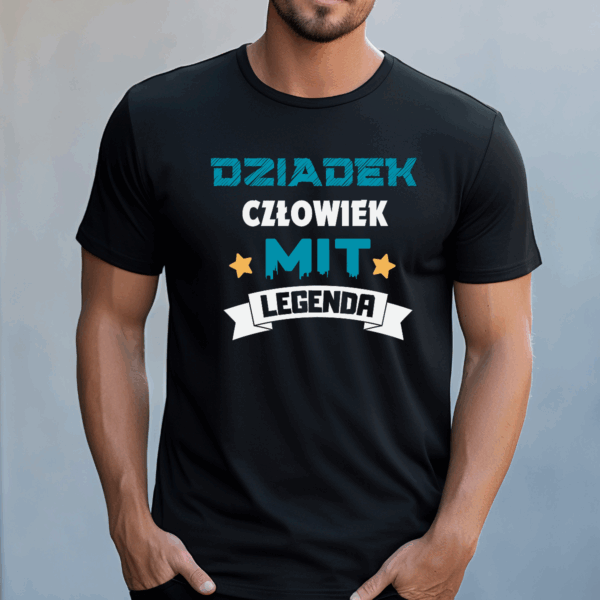 Koszulka męska Dziadek człowiek mit legenda czarna - obrazek 2