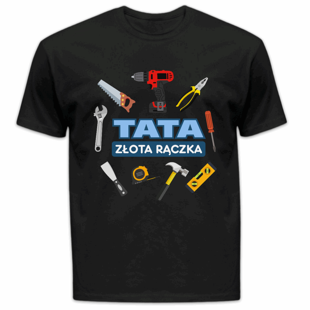 Koszulka męska Tata złota rączka czarna