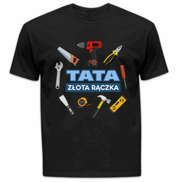 Koszulka męska Tata złota rączka czarna