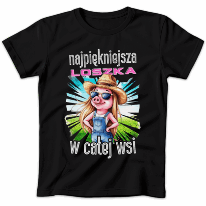 Koszulka damska Najpiękniejsza loszka w całej wsi czarna