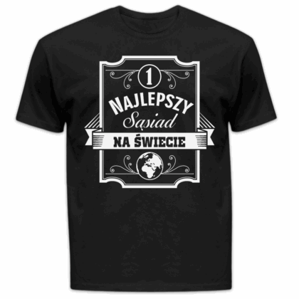 Koszulka męska Najlepszy sąsiad na świecie czarna