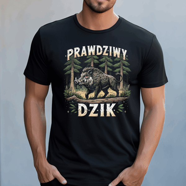 Koszulka męska Prawdziwy dzik czarna - obrazek 2