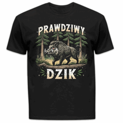 Koszulka męska Prawdziwy dzik czarna