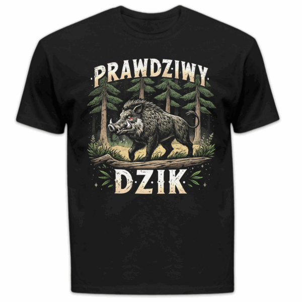Koszulka męska Prawdziwy dzik czarna