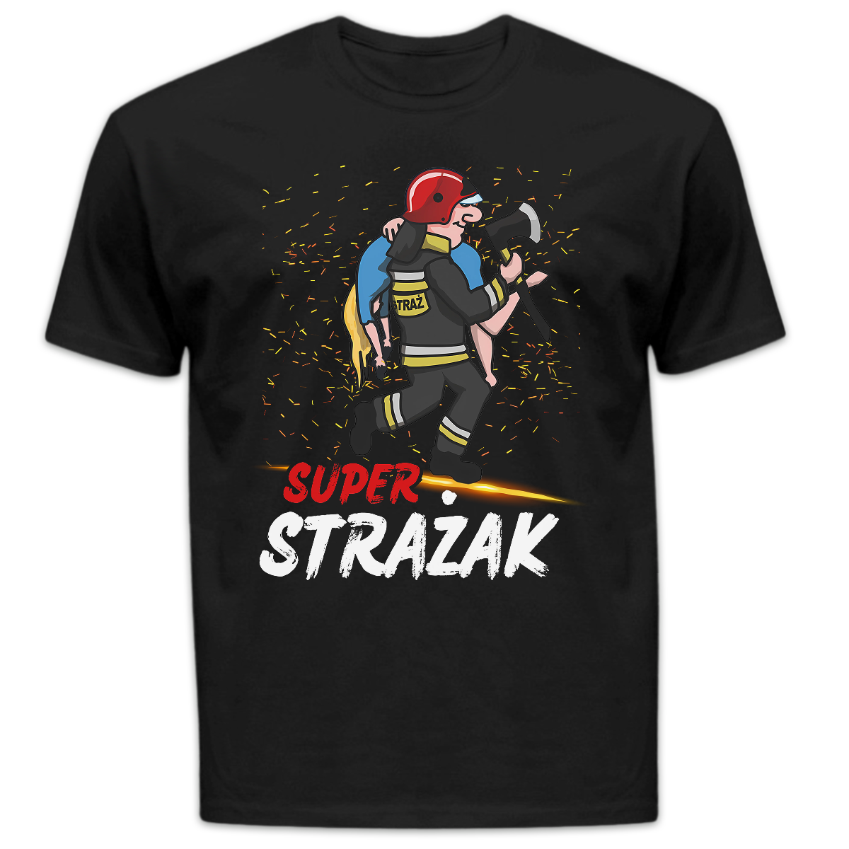 Koszulka męska Super strażak czarna