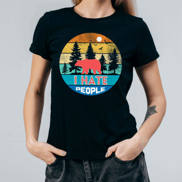 Koszulka damska I hate people czarna - obrazek 2