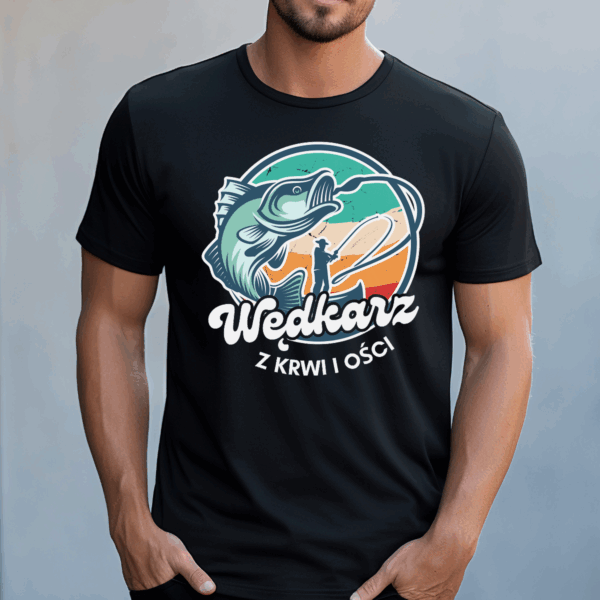 Koszulka męska Wędkarz z krwi i ości czarna - obrazek 2