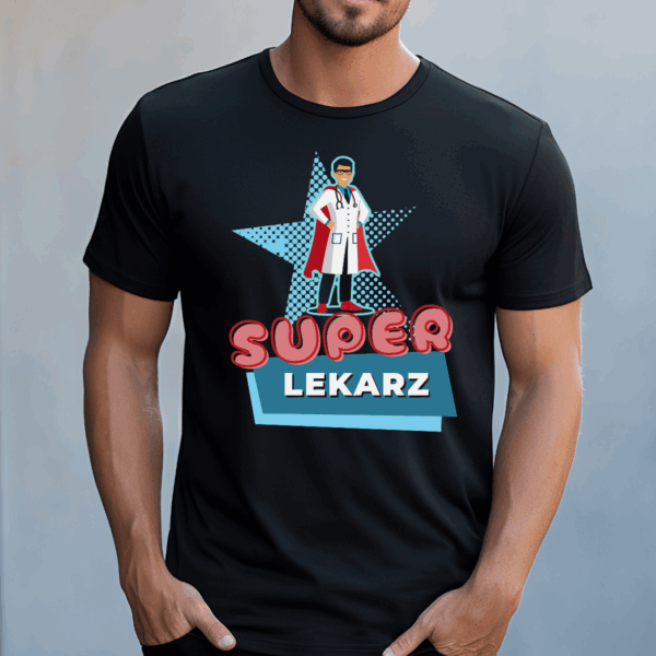 Koszulka męska Super lekarz czarna - obrazek 2
