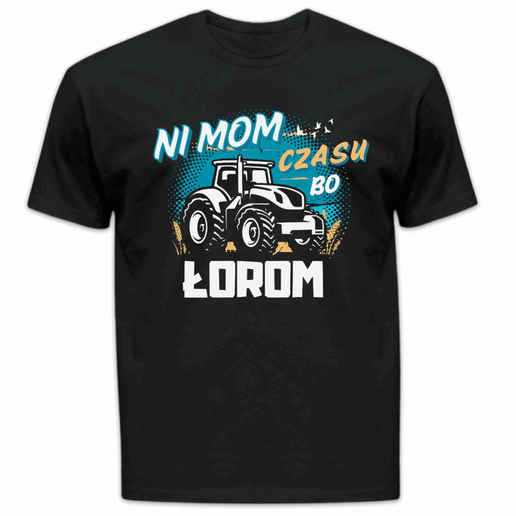 Koszulka męska Ni mom czasu bo łorom czarna