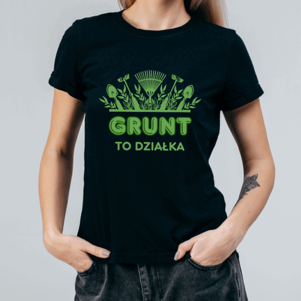 Koszulka damska Grunt to działka czarna - obrazek 2