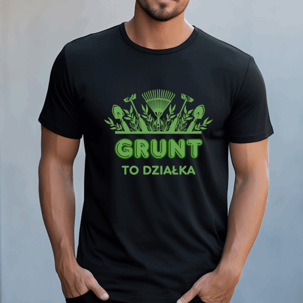Koszulka męska Grunt to działka czarna - obrazek 2