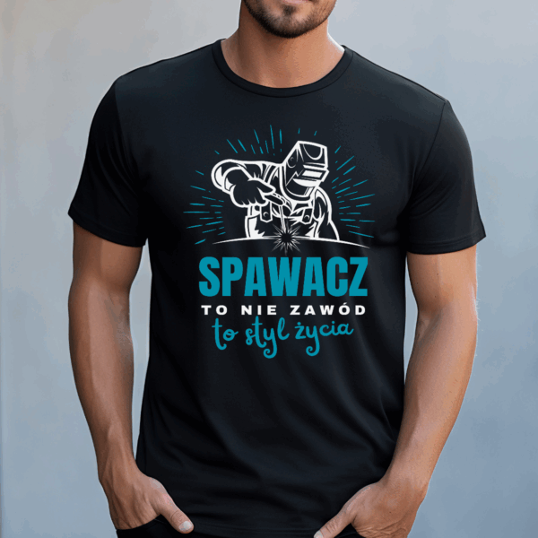 Koszulka męska Spawacz to nie zawód to styl życia czarna - obrazek 2