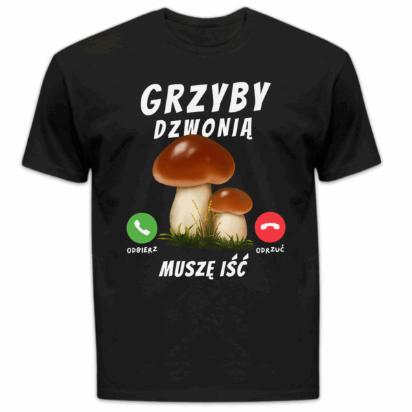 Koszulka męska Grzyby dzwonią muszę iść czarna