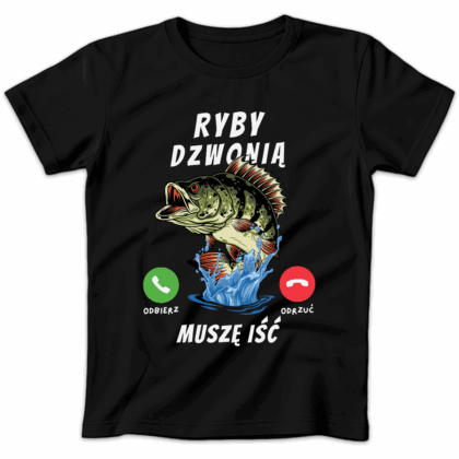 Koszulka damska Ryby dzwonią muszę iść czarna