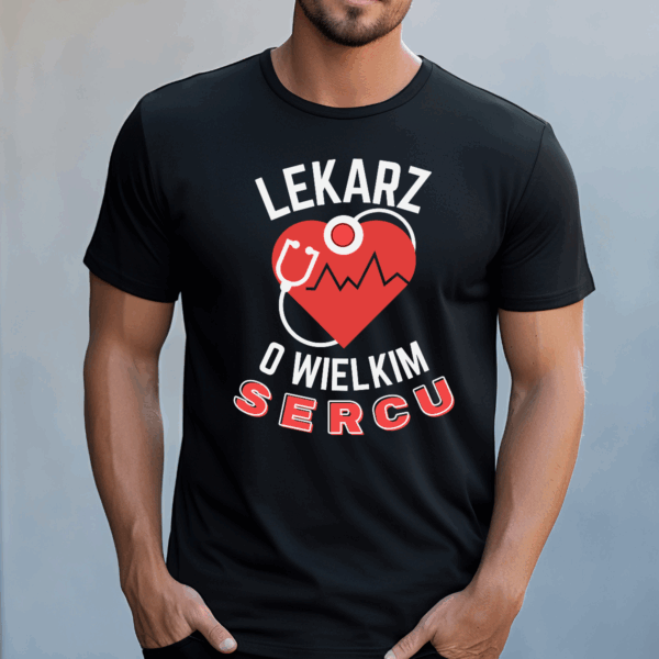 Koszulka męska Lekarz o wielkim sercu czarna - obrazek 2
