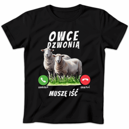 Koszulka damska Owce dzwonią muszę iść czarna