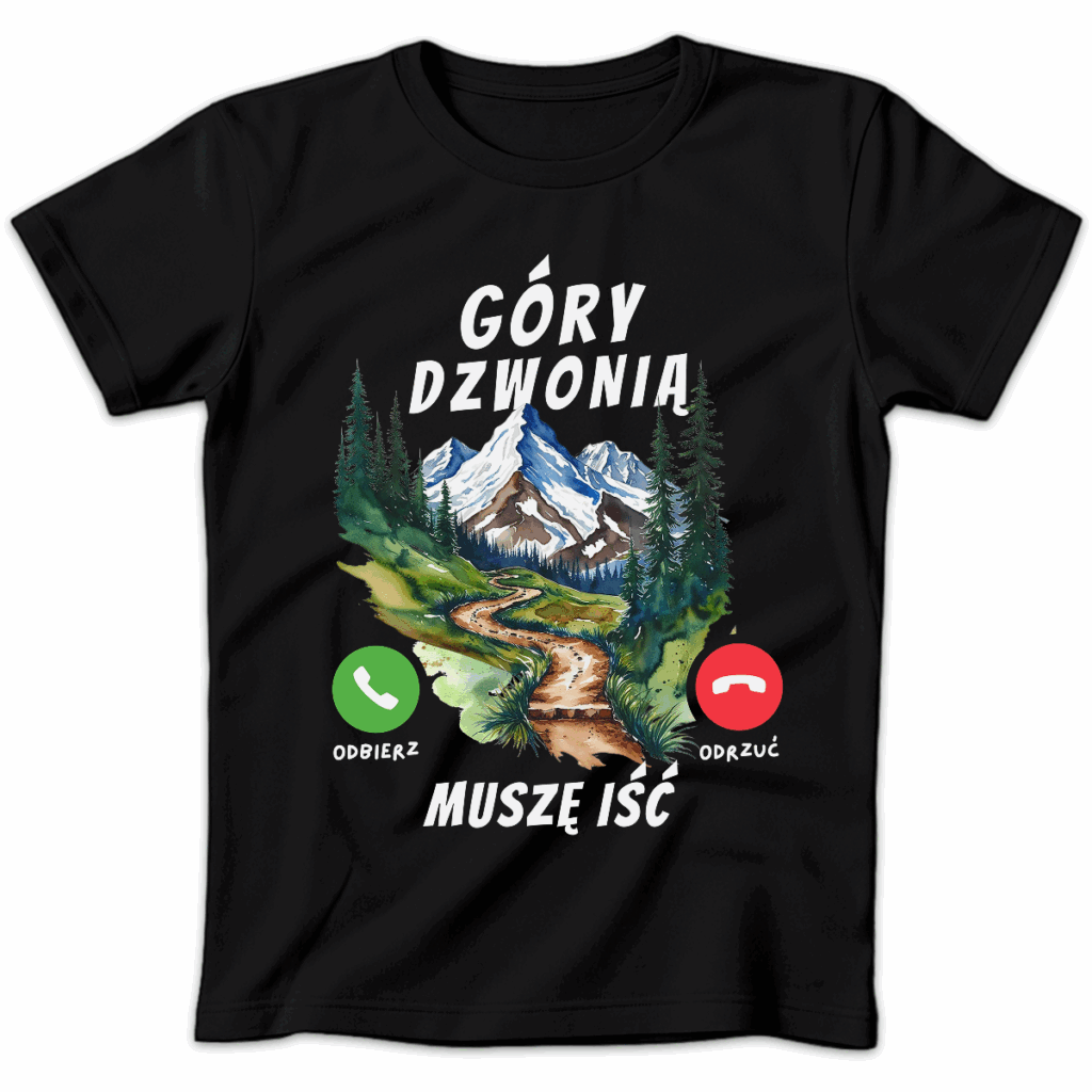 Koszulka damska Góry dzwonią muszę iść czarna