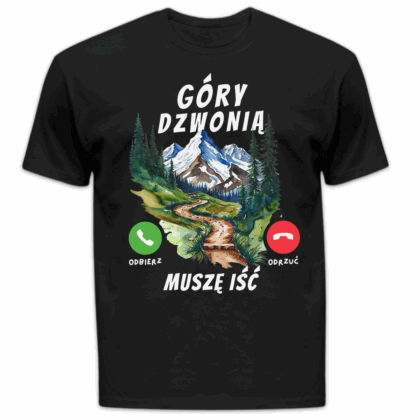 Koszulka męska Góry dzwonią muszę iść czarna