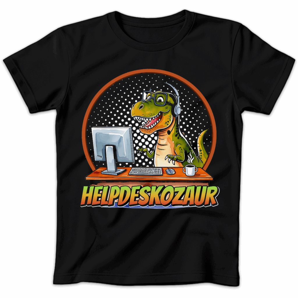 Koszulka damska Helpdeskozaur czarna