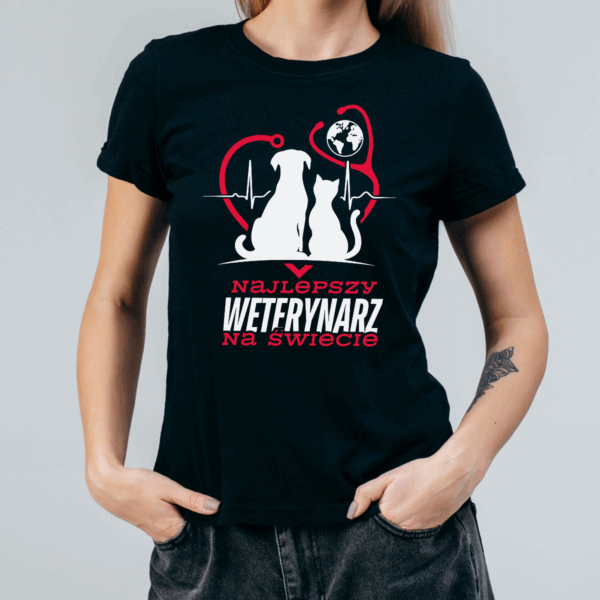 Koszulka damska Najlepszy weterynarz na świecie czarna - obrazek 2