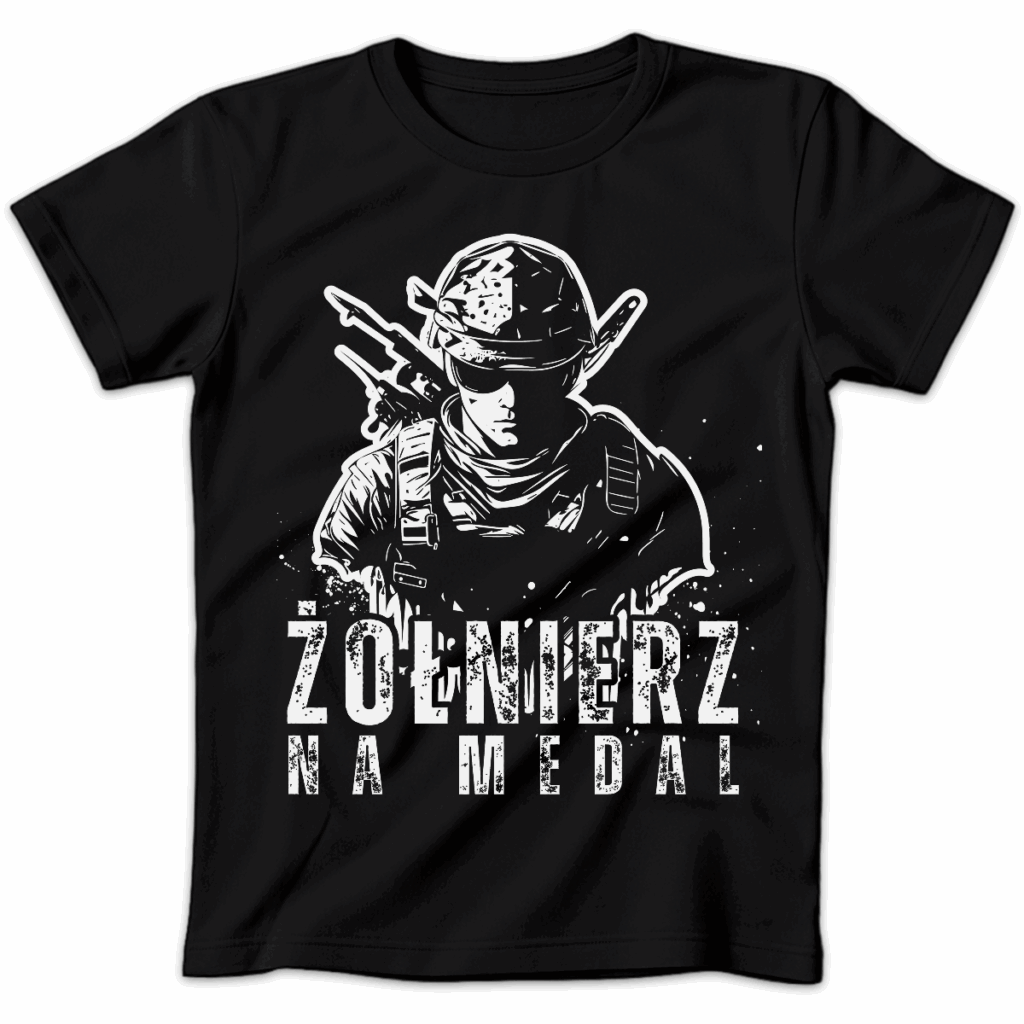 Koszulka damska Żołnierz na medal czarna