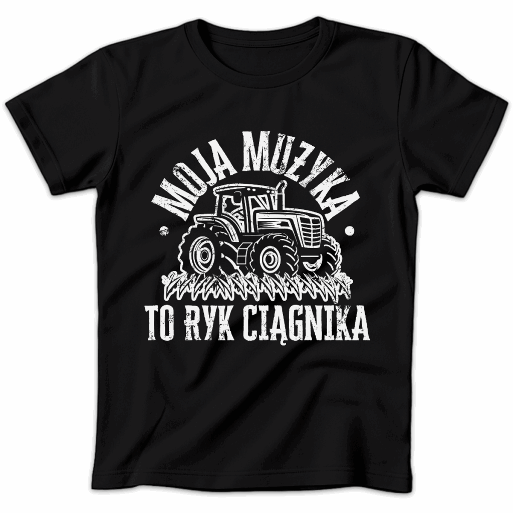 Koszulka damska Moja muzyka to ryk ciągnika czarna