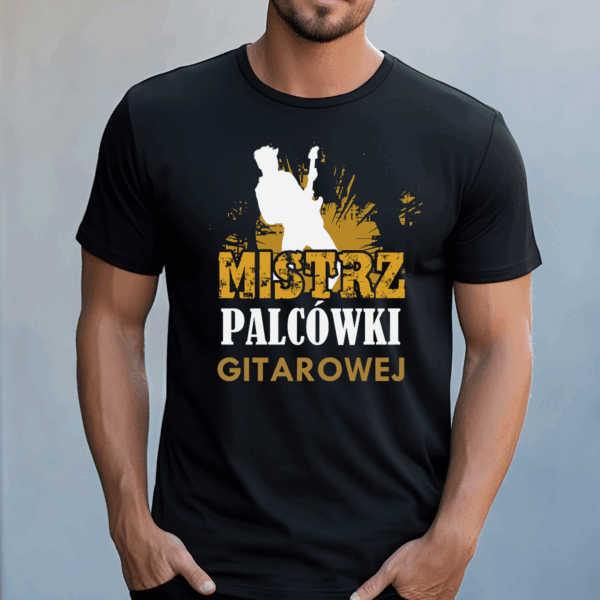 Koszulka męska Mistrz palcówki gitarowej czarna - obrazek 2