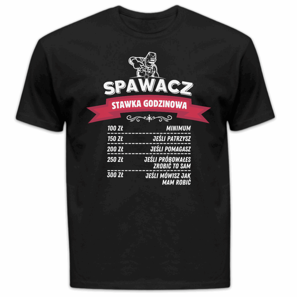 Koszulka męska Spawacz stawka godzinowa czarna